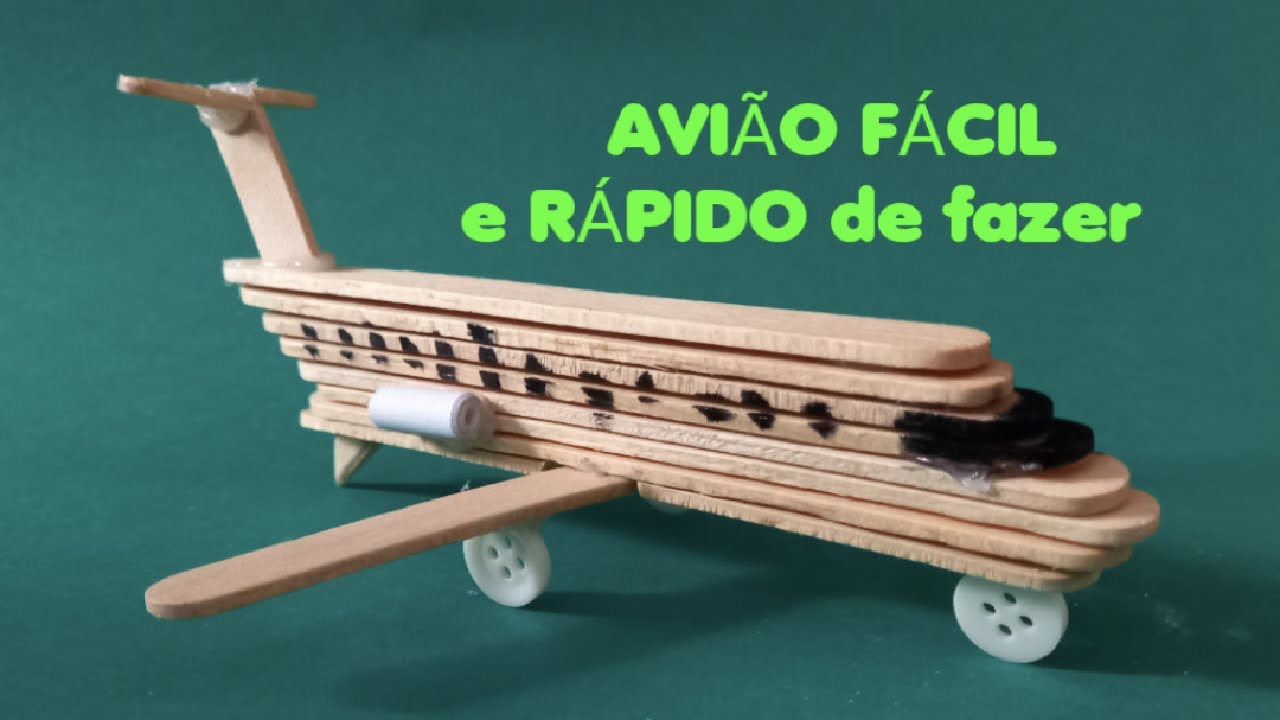 AVIÃO com palito de picolé. Bem FÁCIL de fazer! #avião