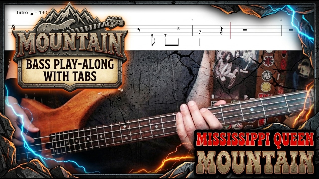 Mississippi Queen by Mountain - Bass Cover with Tabs Play-Along