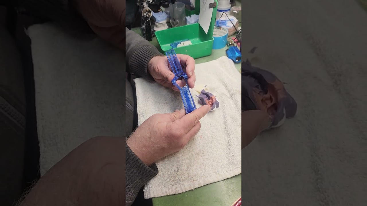 positioning the triple tray impression on the articulator