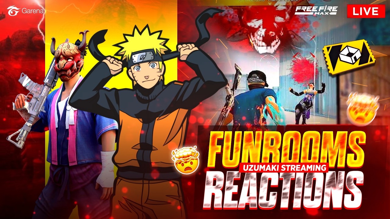 🔴4V4 FUN ROOMS⚠️TEAM UZUMAKI VS SUBS🔴UZUMAKI GAMING-IS LIVE-#freefire#trending