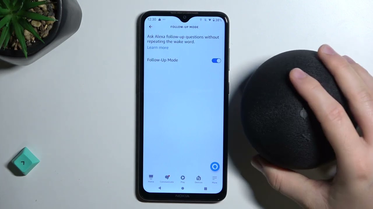Как включить режим последующих действий на Amazon Echo Dot 5?