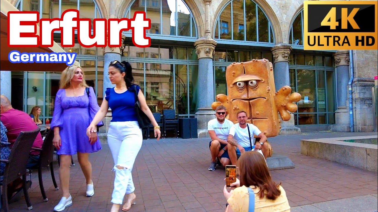 Erfurt Germany 🇩🇪 - August 2022 - 4K-60fps the Best, Walking Tour (▶️23min) Erfurt