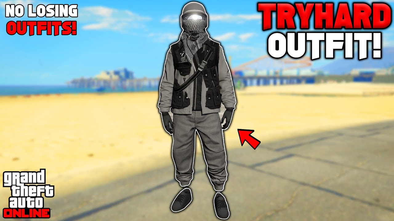 Easy Grey Joggers Utility Vest Glitched Tryhard Modded Outfit In GTA 5 Online (No Transfer)