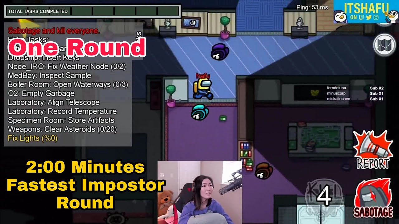 Hafu and 5up Murders the lobby in one Round Fastest Impostor round AmongUs Killing Spree