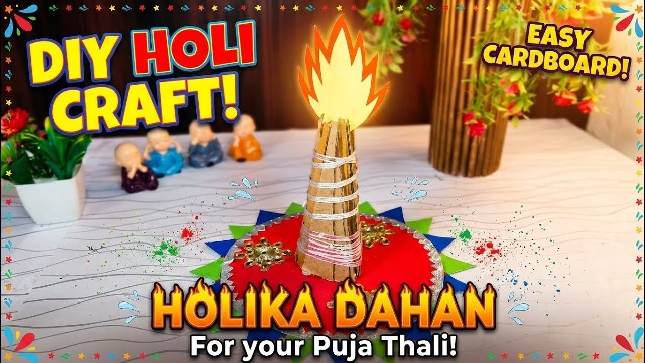 DIY Holika Dahan Craft 🔥 | Cardboard Se Banaye Very Easy Holika Dahan Decoration | Holi Special 