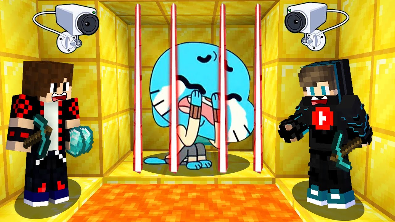 ماين كرافت : انقاذ غامبول الحقيقي من سجن الذهب المحمي !!؟ 😱🔥