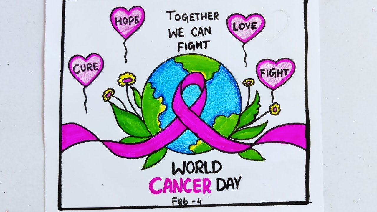 World Cancer Awareness Day Poster Drawing | Cancer Awareness Drawing | World Cancer Day Drawing