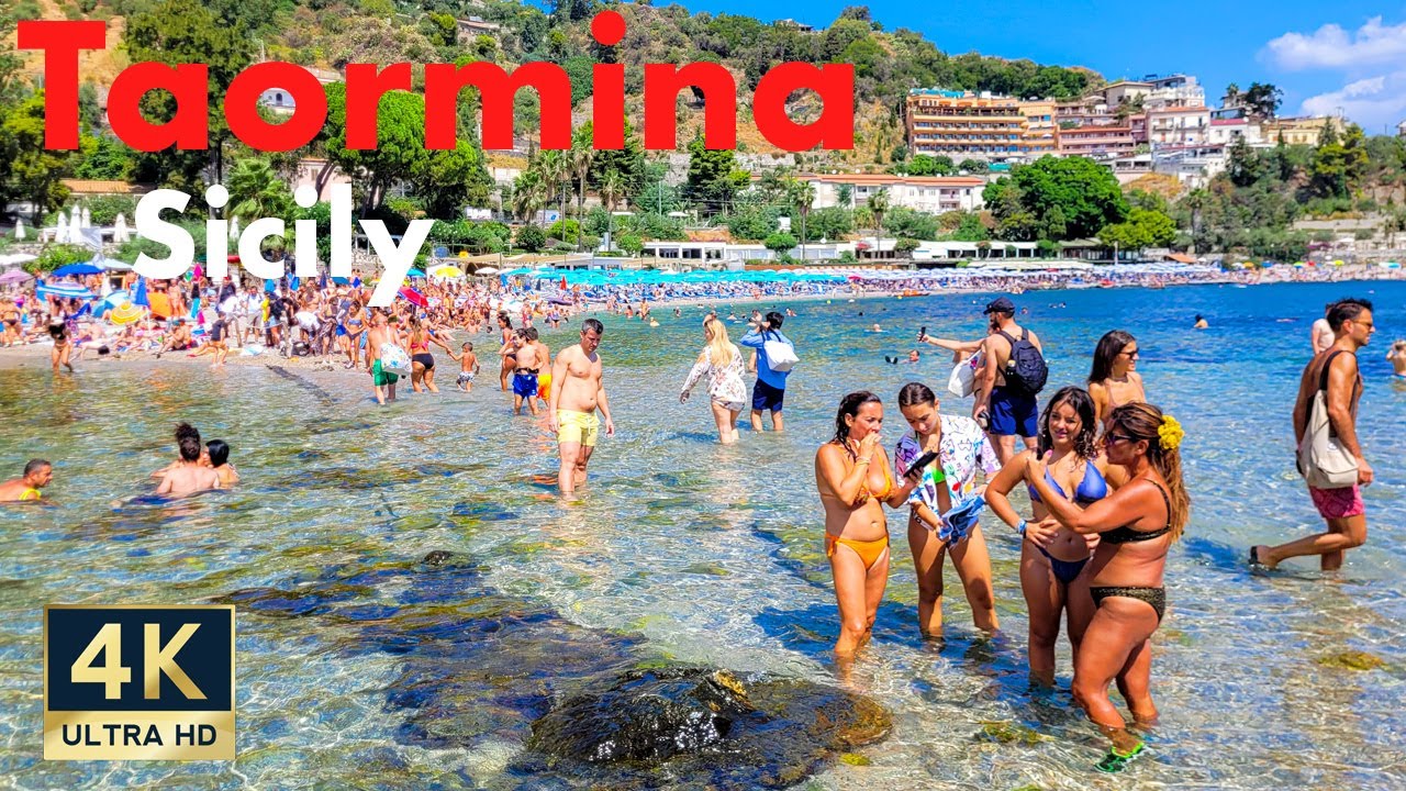 Taormina Sicily Italy 🇮🇹 4K Ancient Theater Isola Bella Walking Tour 2022
