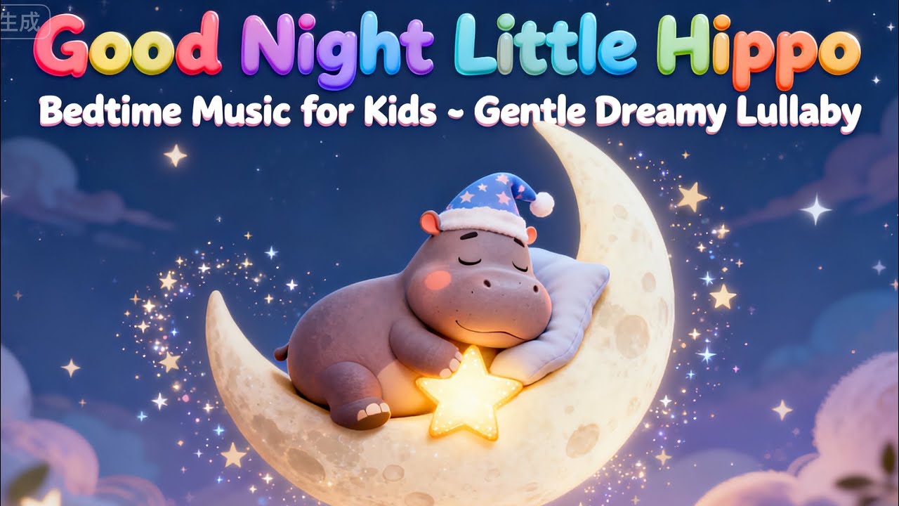 Good Night, Little Hippo 🦛🌙 | Bedtime Music for Kids | Gentle Dreamy Lullaby