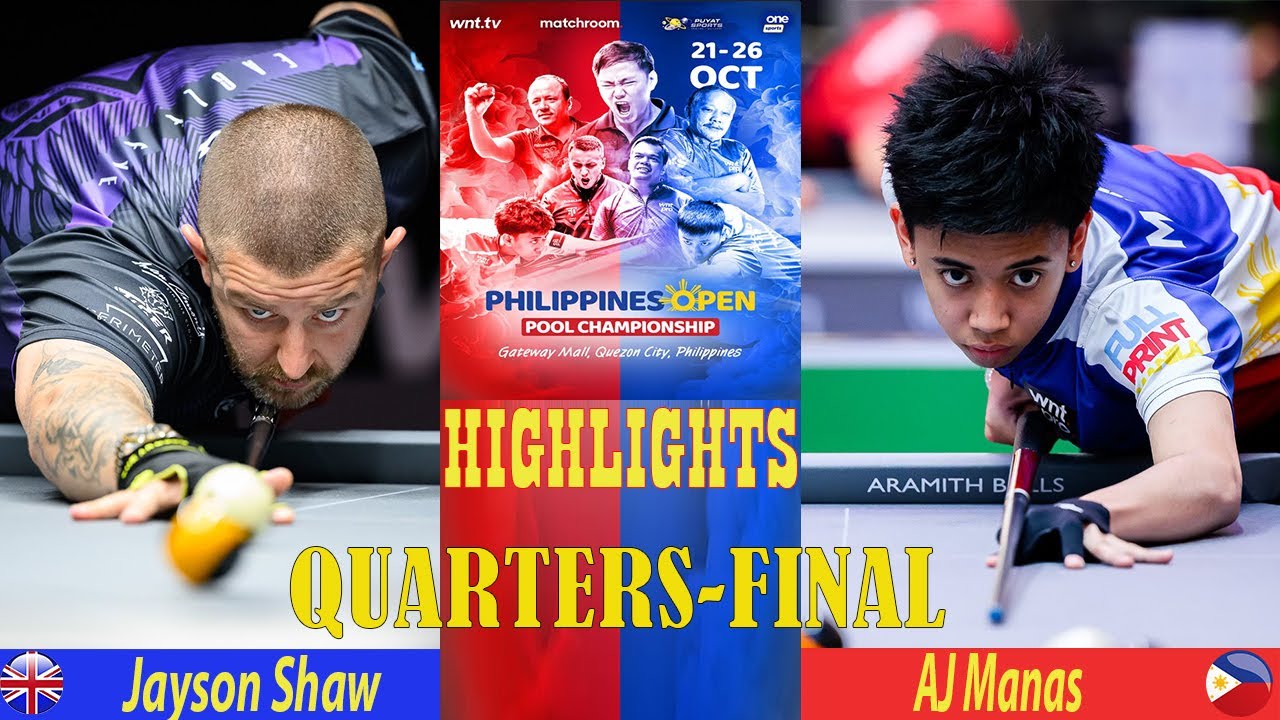ЧЕТВЕРТЬФИНАЛ | Джейсон Шоу против Эй Джей Манаса | Открытый чемпионат Филиппин по пулу 2025 года