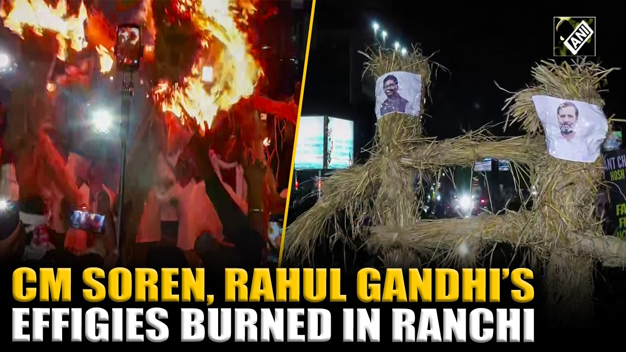 Ranchi students burn effigies of CM Hemant Soren, LoP Rahul Gandhi as hundreds join protest