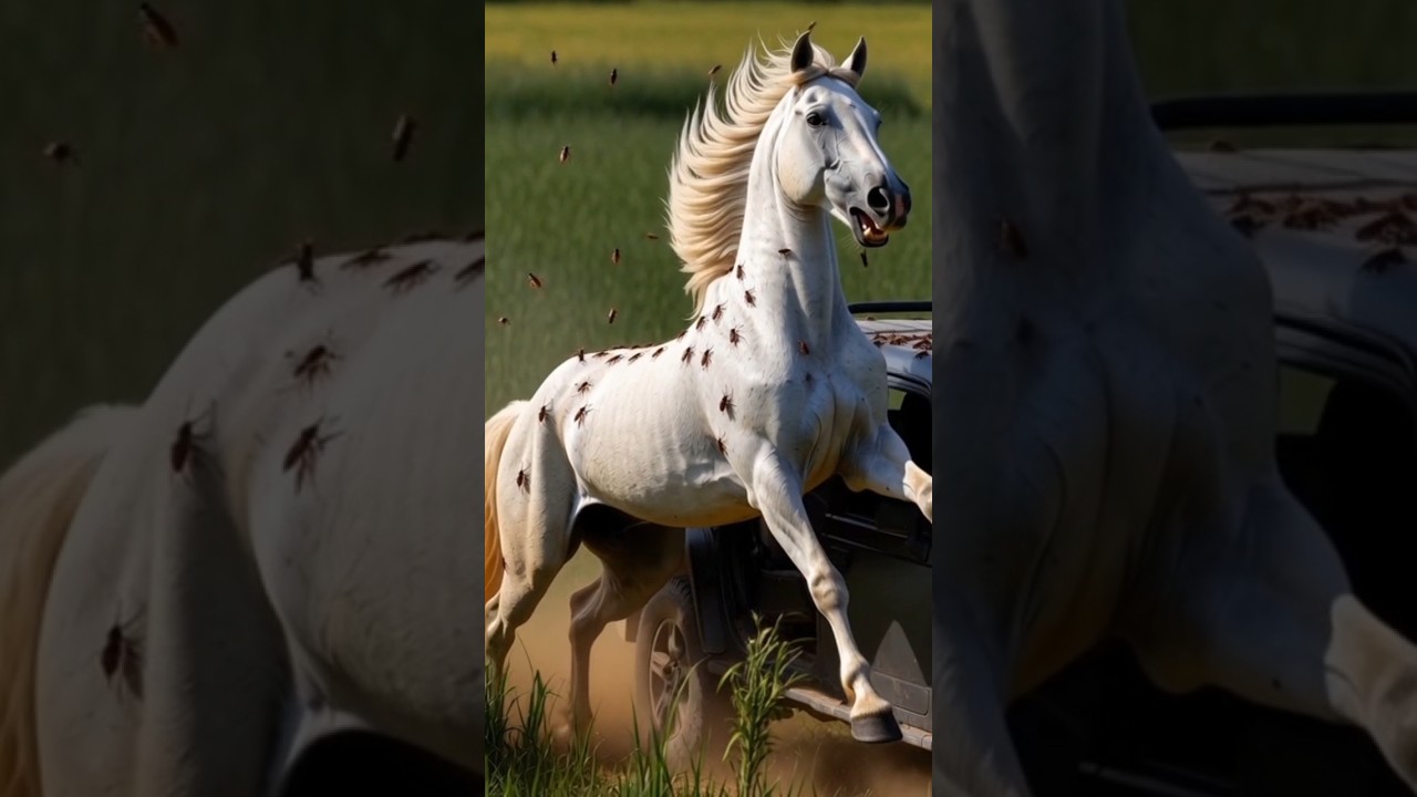 1000 Cockroaches Attacked a White Horse 😱 |