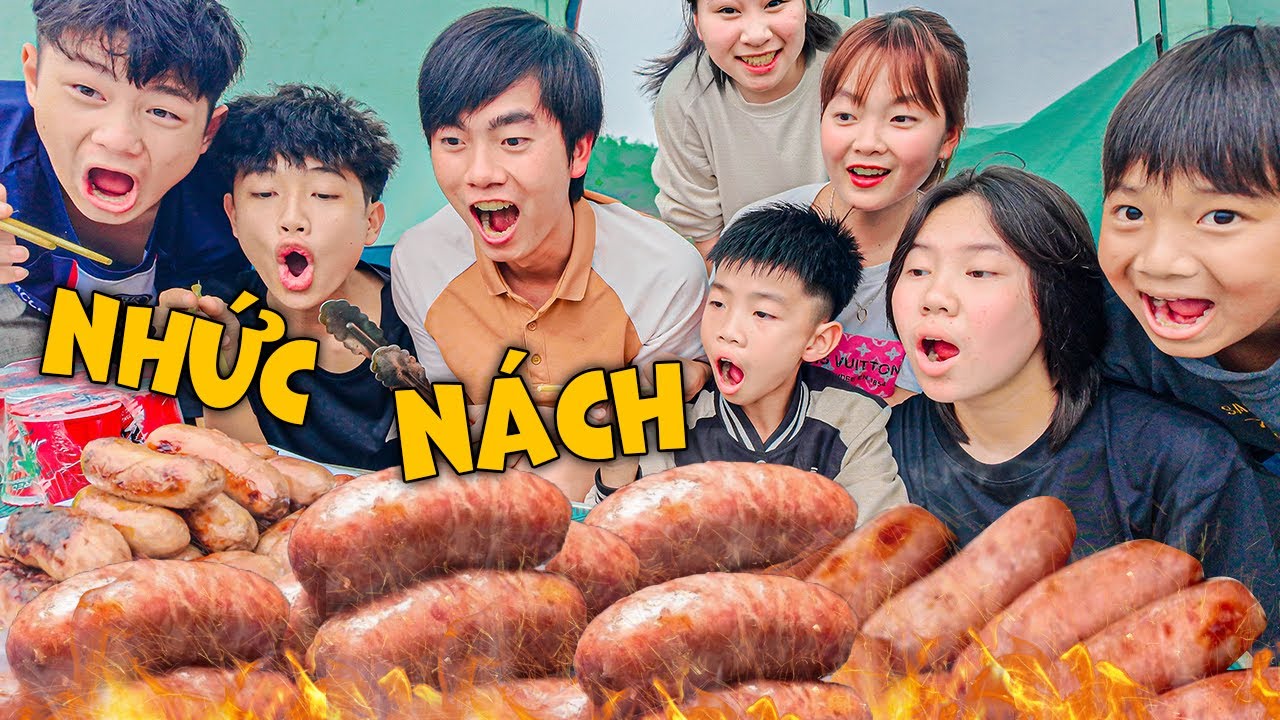Thái Chuối Thử Thách Cắm Trại Tìm Vua Ăn Lạp Xưởng Nướng Đá Bên Bờ Suối