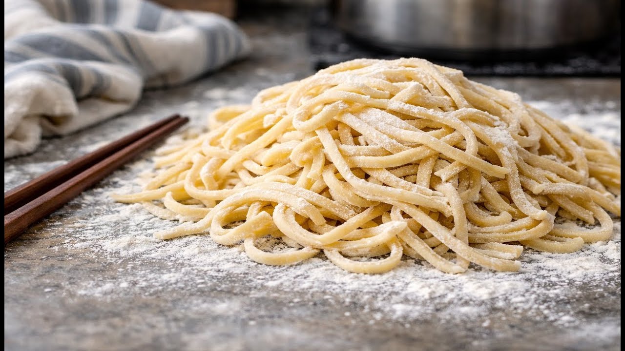 NOODLES caseros tipo UDON con solo 3 ingredientes | Fácil y rápido