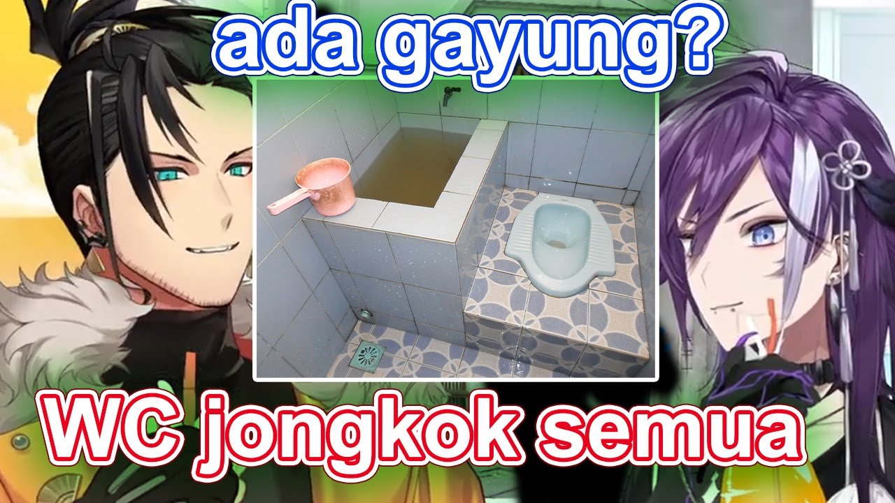 Hakka dan Shinri yang kebingungan dengan wc jongkok di indonesia