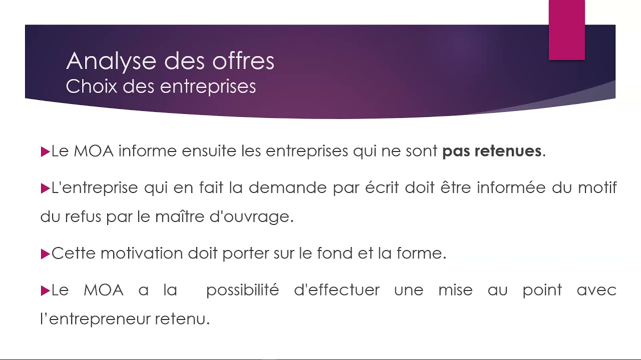 Offres et marchés 07 Analyse offres