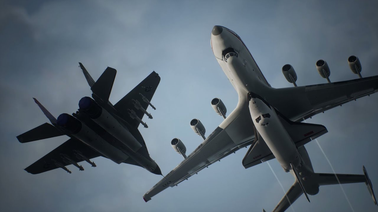 An-225 Mriya Cargo Aircrafts & Buran Shuttles Dogfight [Ace Combat 7 Mod Test]