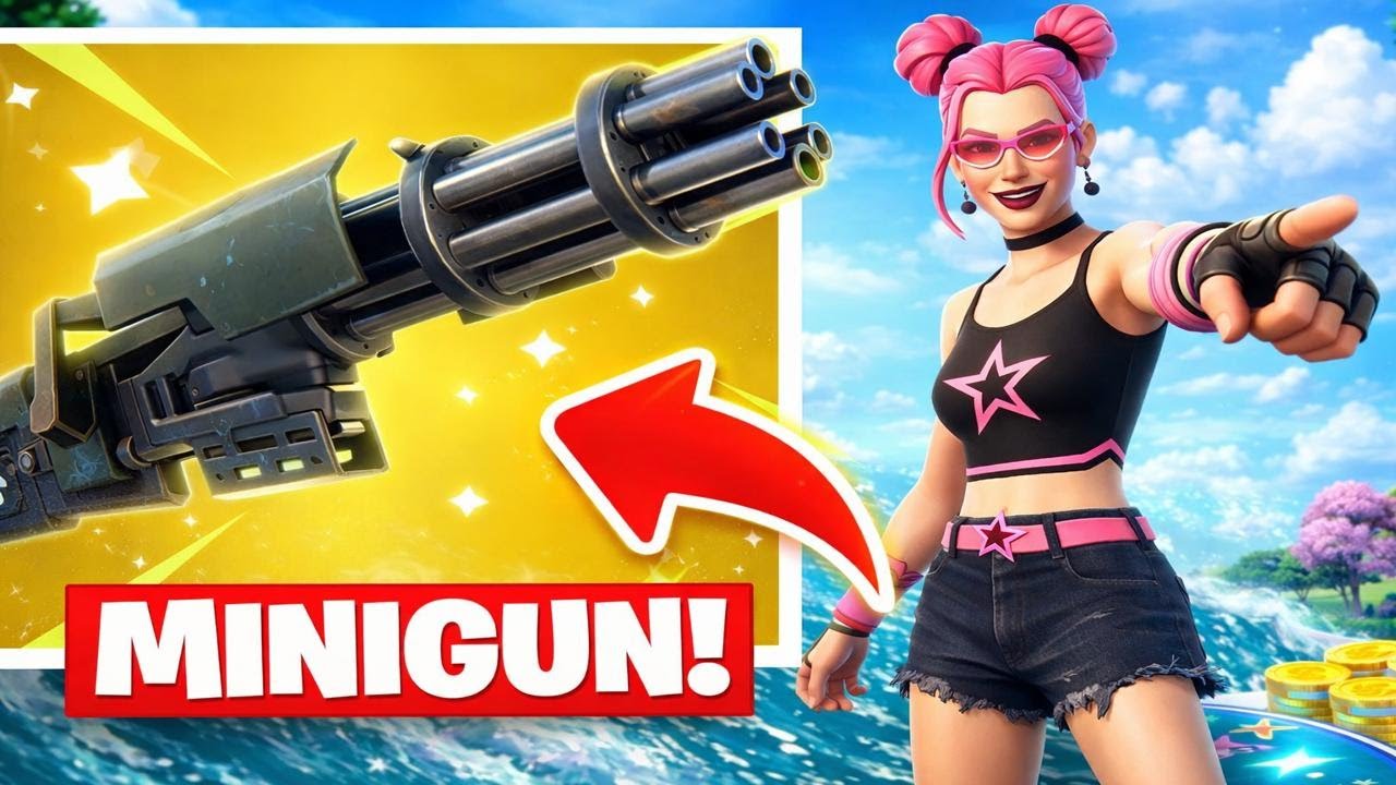 en teste le minigun sur fortnite battel (royale il est incroyable)