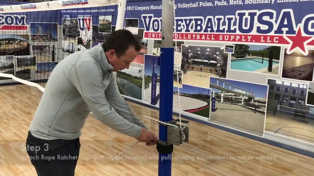 Volleyball Net Setup - SenComp on Patriot Pole System