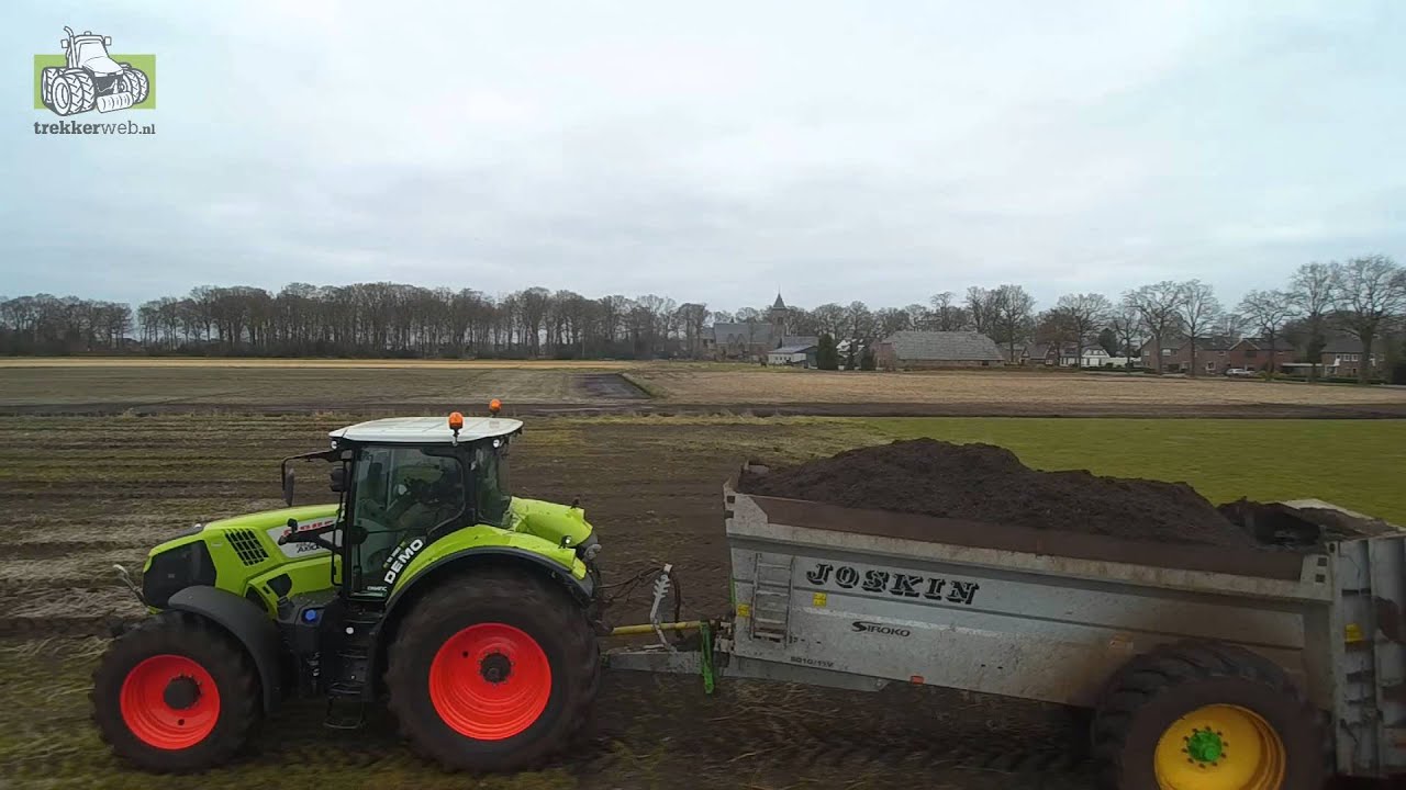 Claas Axion 810 CMATIC compost strooien met Joskin Siroko Trekkerweb