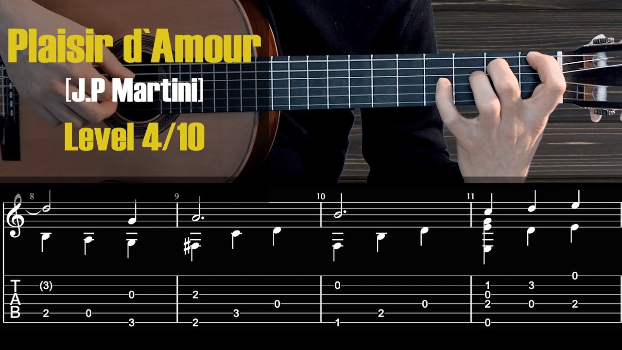 Plaisir d`Amour. Fingerstyle lesson +TAB