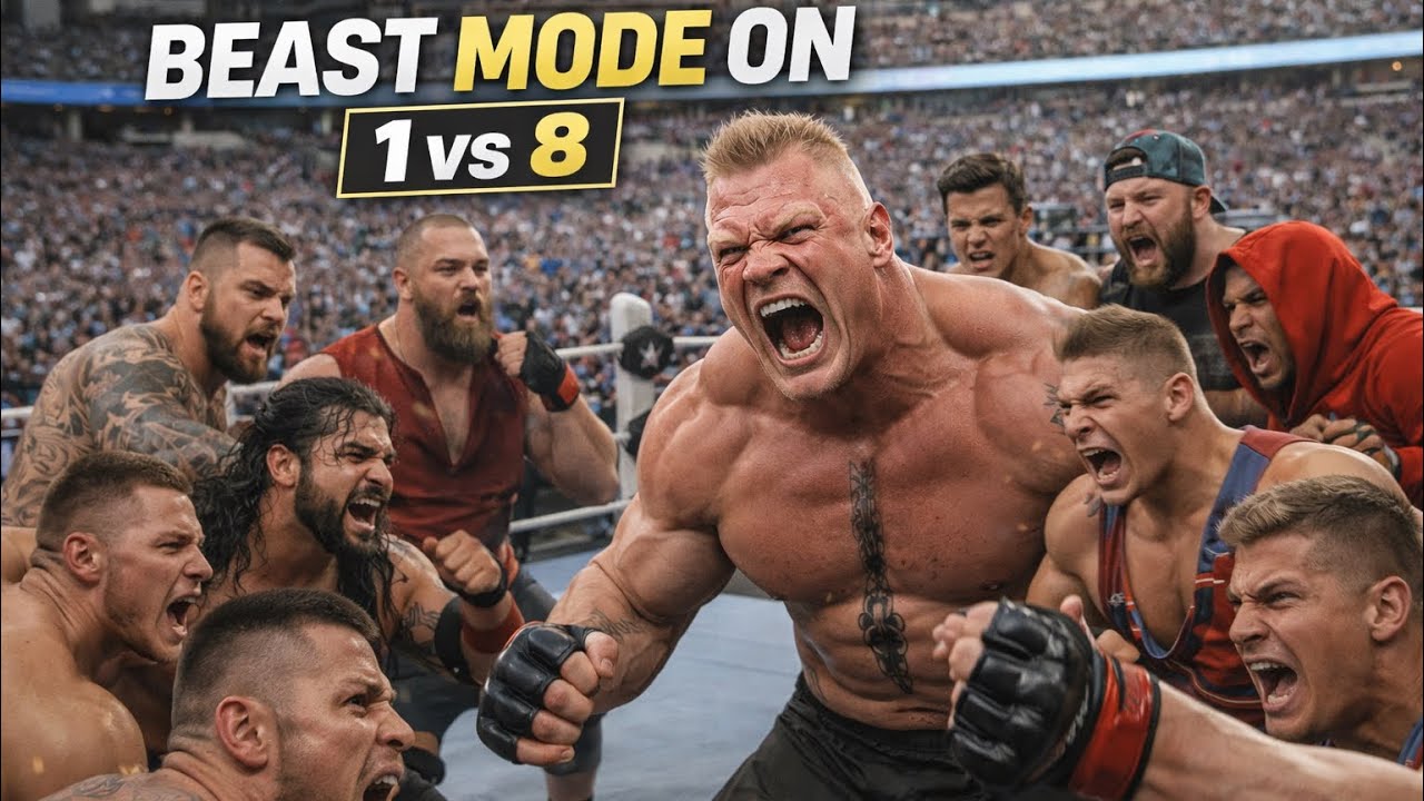 1 vs 8! 🔥Brock Lesnar Went FULL BEAST MODE 😱| WWE 2K25🫡😱