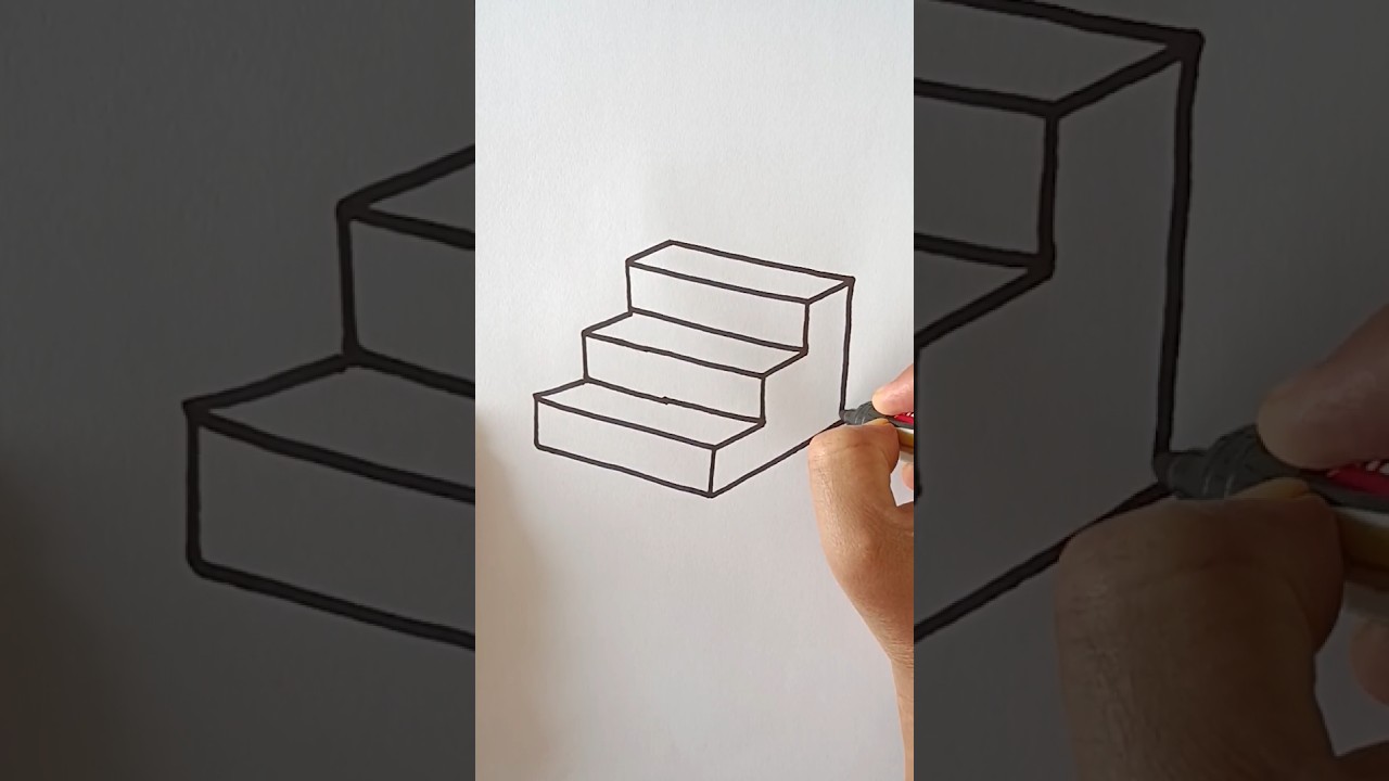 How to draw stairs step by step