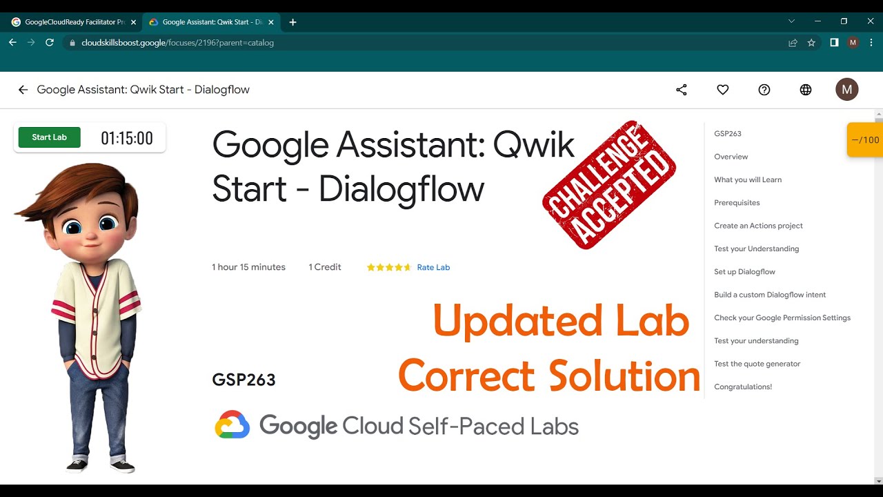Google Assistant: Qwik Start - Dialogflow | [ GSP263 ] | Updated Lab