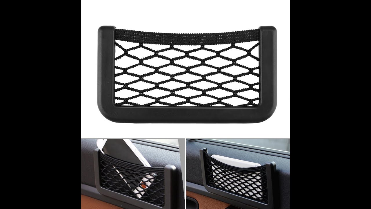 Universal Small Car Seat Side Back Storage Net Bag String Bag Mesh Pocket Organizer Stick-on