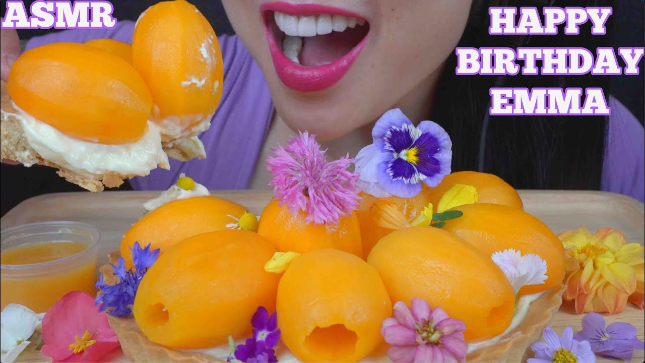 ASMR HAPPY BIRTHDAY EMMA (THAI FRUIT CAKE EATING SOUNDS) LIGHT WHISPERS | SAS-ASMR
