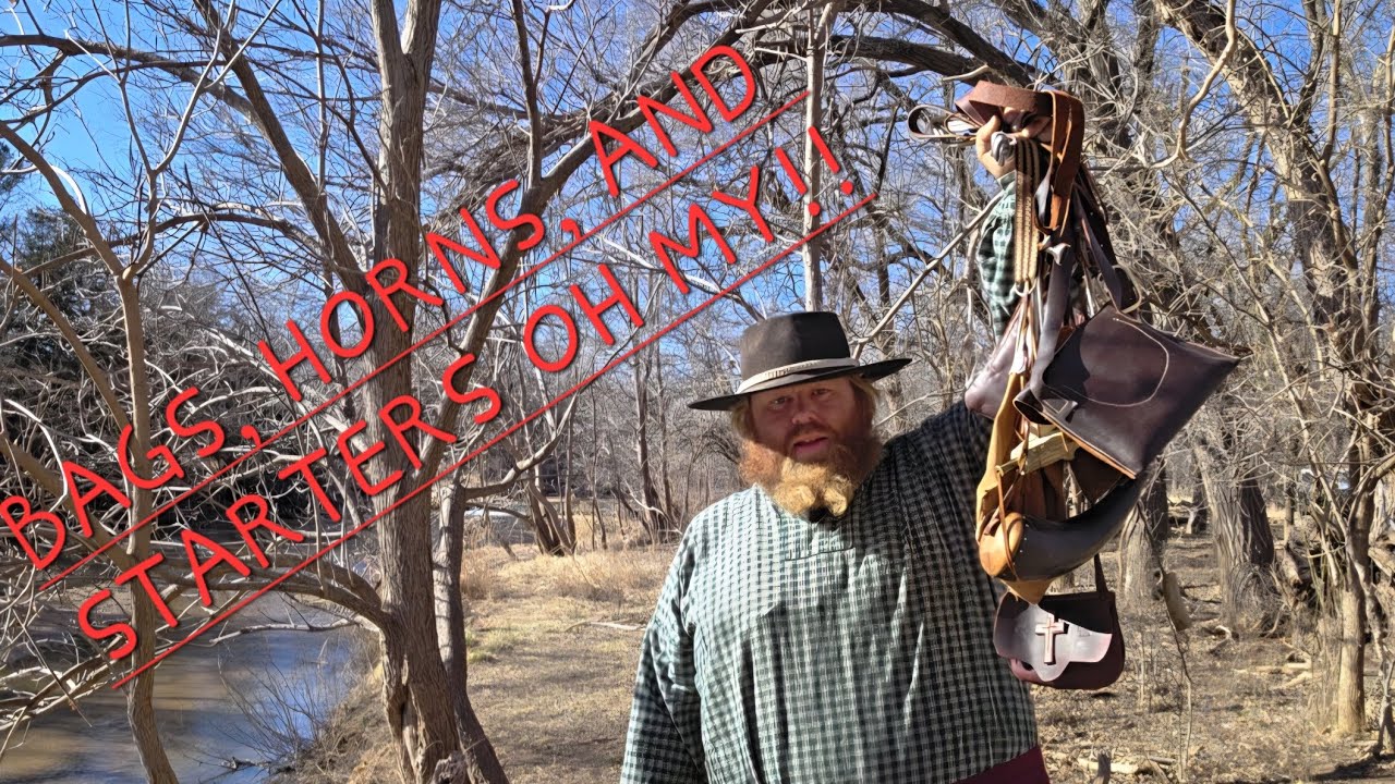 BAGS, HORNS, AND ACCOUTREMENTS FOR MUZZLE LOADING RIFLES AND SHOTGUNS.