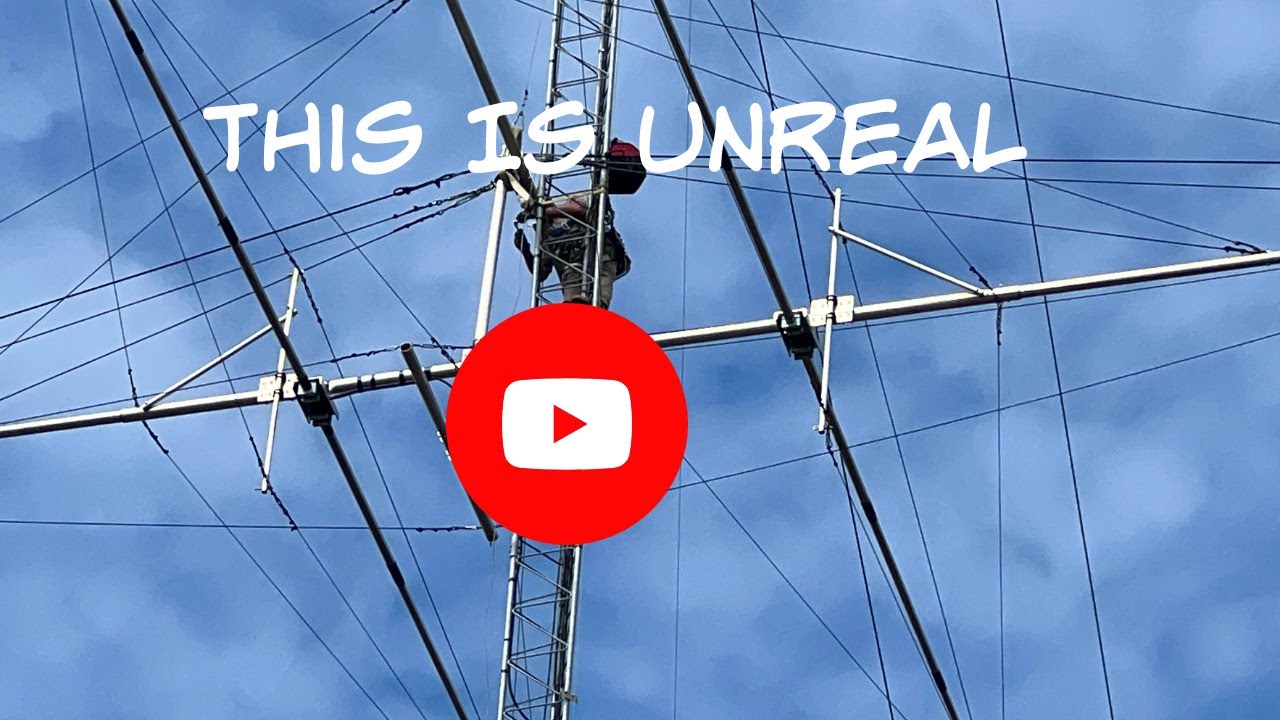 Dangerous Dilemma: 700-Pound Antenna Suspended by Cable on Tower with Ray W2RE