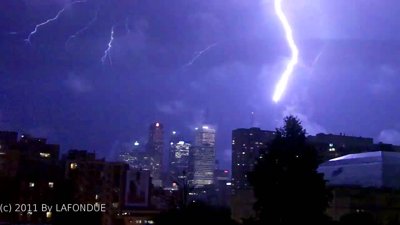 Lightning hit the CN Tower in Toronto, Canada..over 40 times