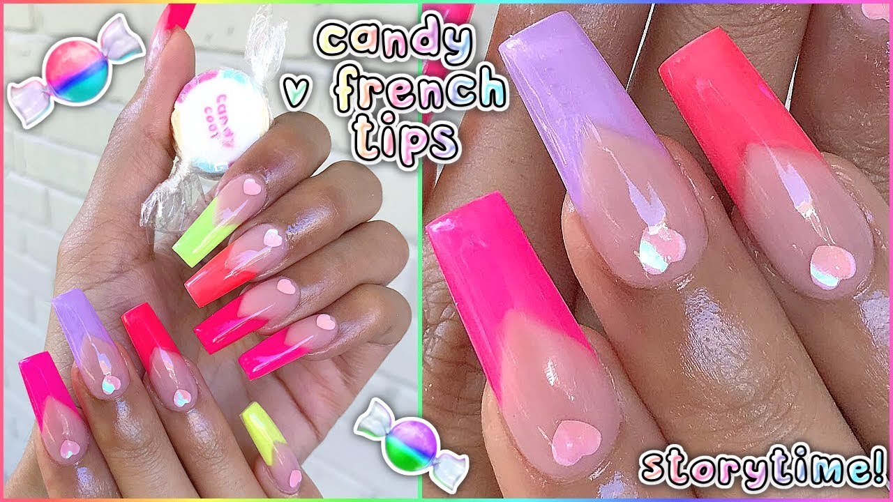 candy V french tip Nails ft CANDY COAT