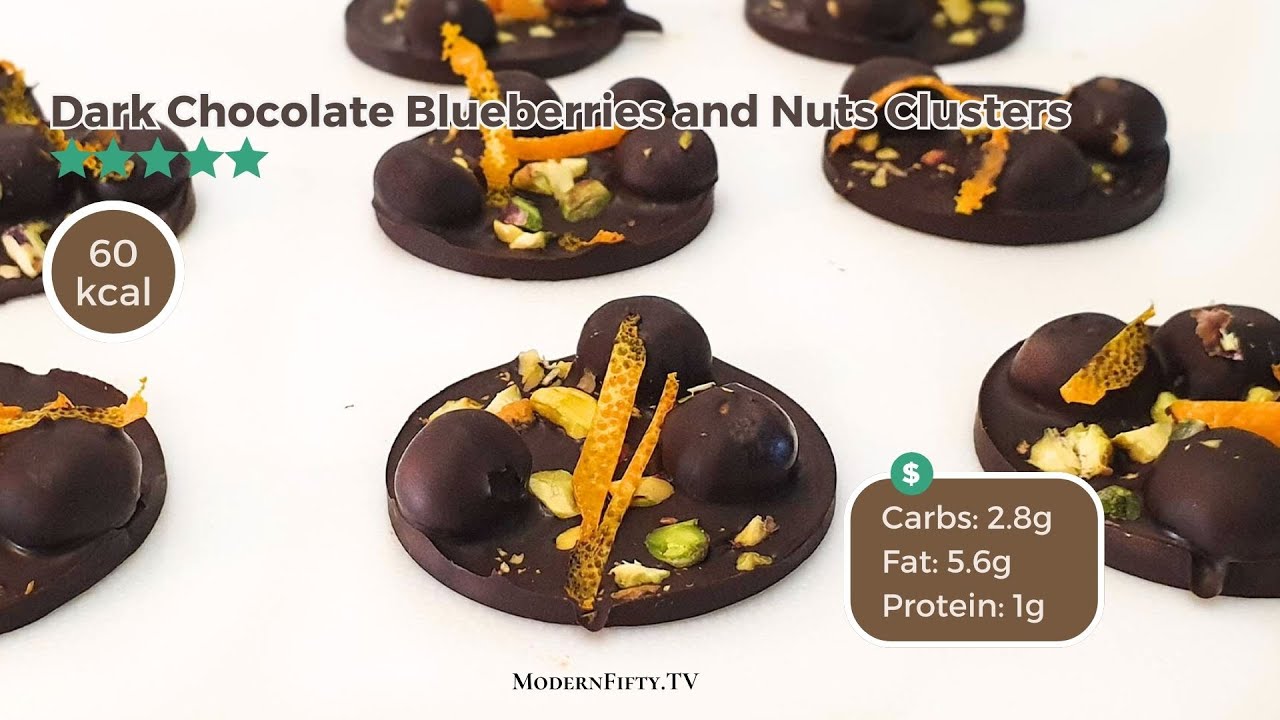 Dark Chocolate Blueberries and Nuts Clusters - Paleo, Keto, Low-carb