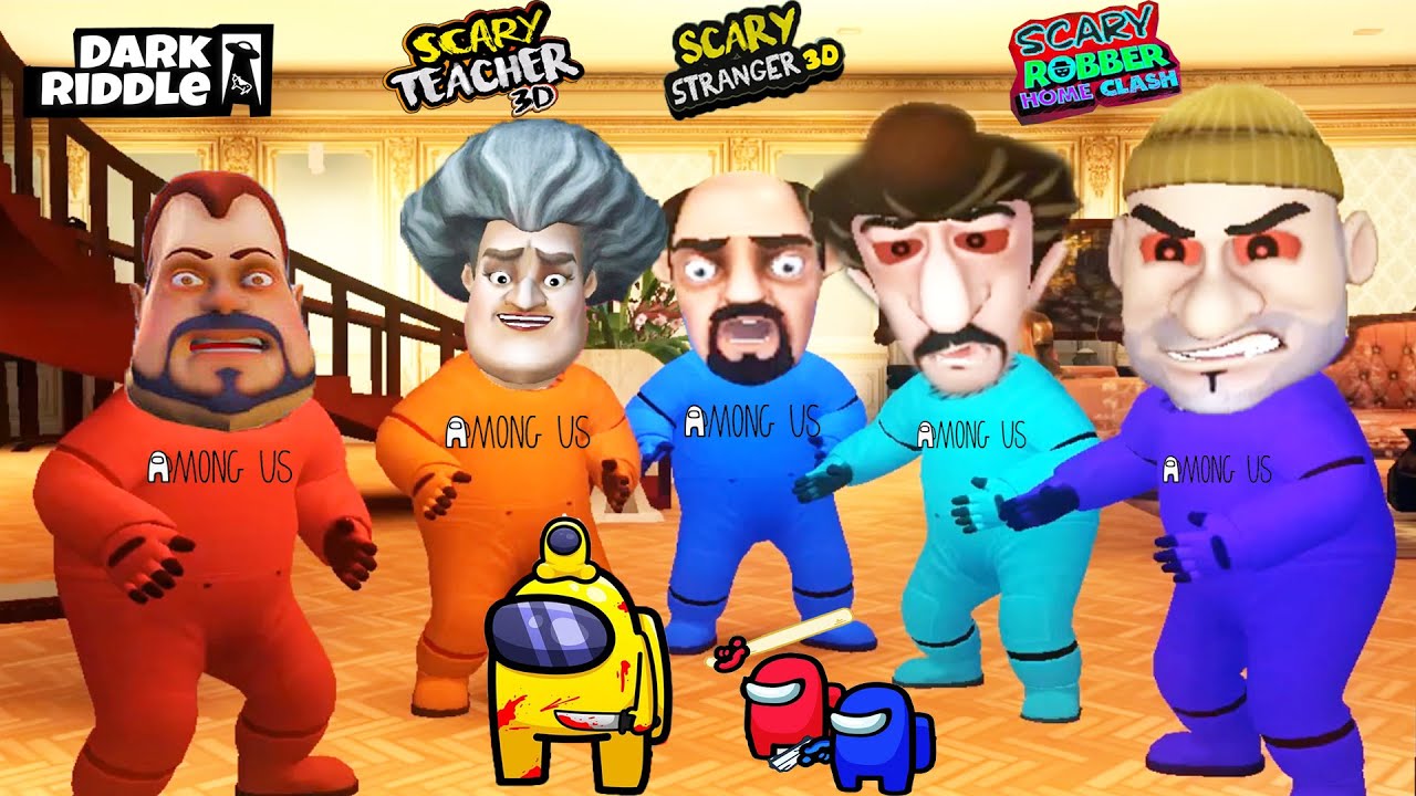 EFSANE PRO OYUNCU HERKESİ TROLLEDİ 🤣 Among Us Scary Teacher , Scary Robber  , Dark Riddle