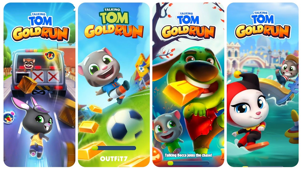 Talking Tom Gold Run Las Vegas Update vs Football Tom Update vs Halloween Update vs Venice Canals