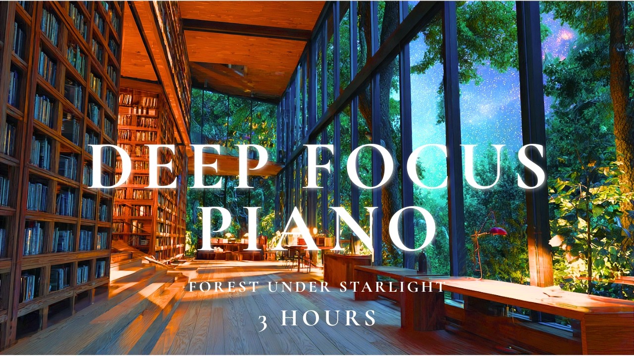 Forest Under Starlight - Deep Focus Piano Music for Study & Work (3 Hours)
