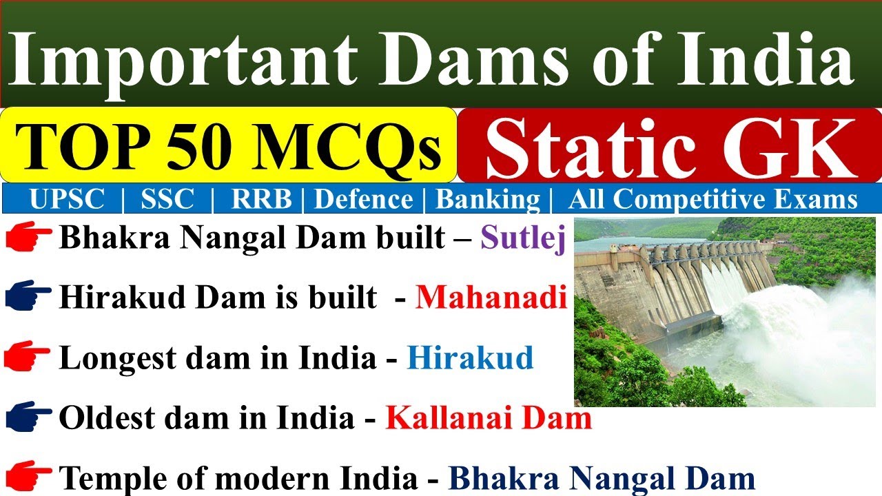 MCQs on Dams of India