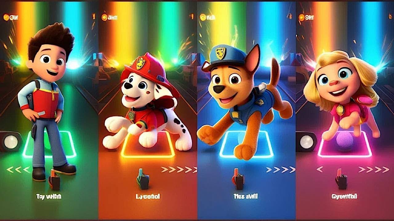 Paw Patrol-Ryder 🆚 Chase 🆚 Marshall 🆚 Zuma 🎶 Tiles Hop EDM Rush