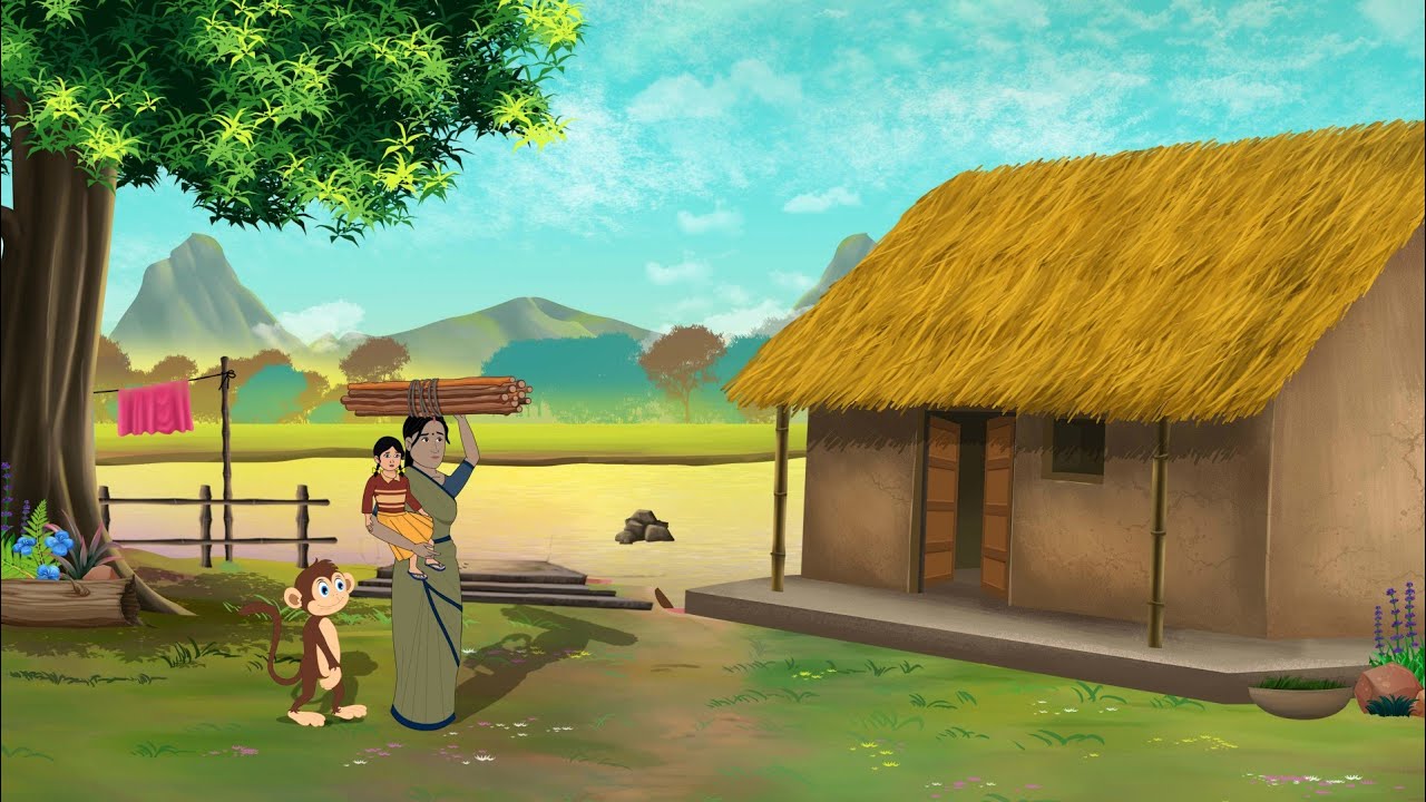 तकदीर वाली पत्नी और जंगल का दयालु बंदर  | gareeb charvaha | cartoon | moral story | Hindi Kahani