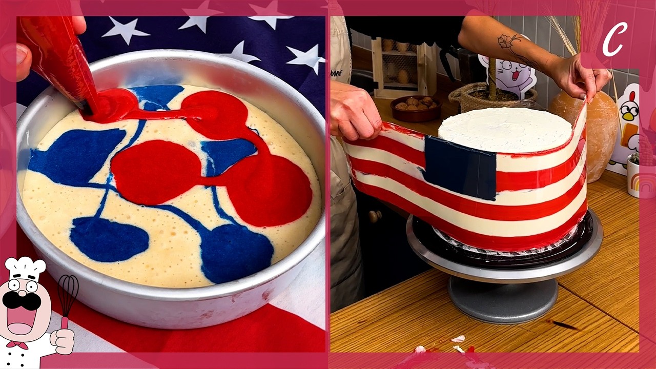 Patriotic 4th of July Cake! Celebrating freedom, one slice at a time 🍰🎉