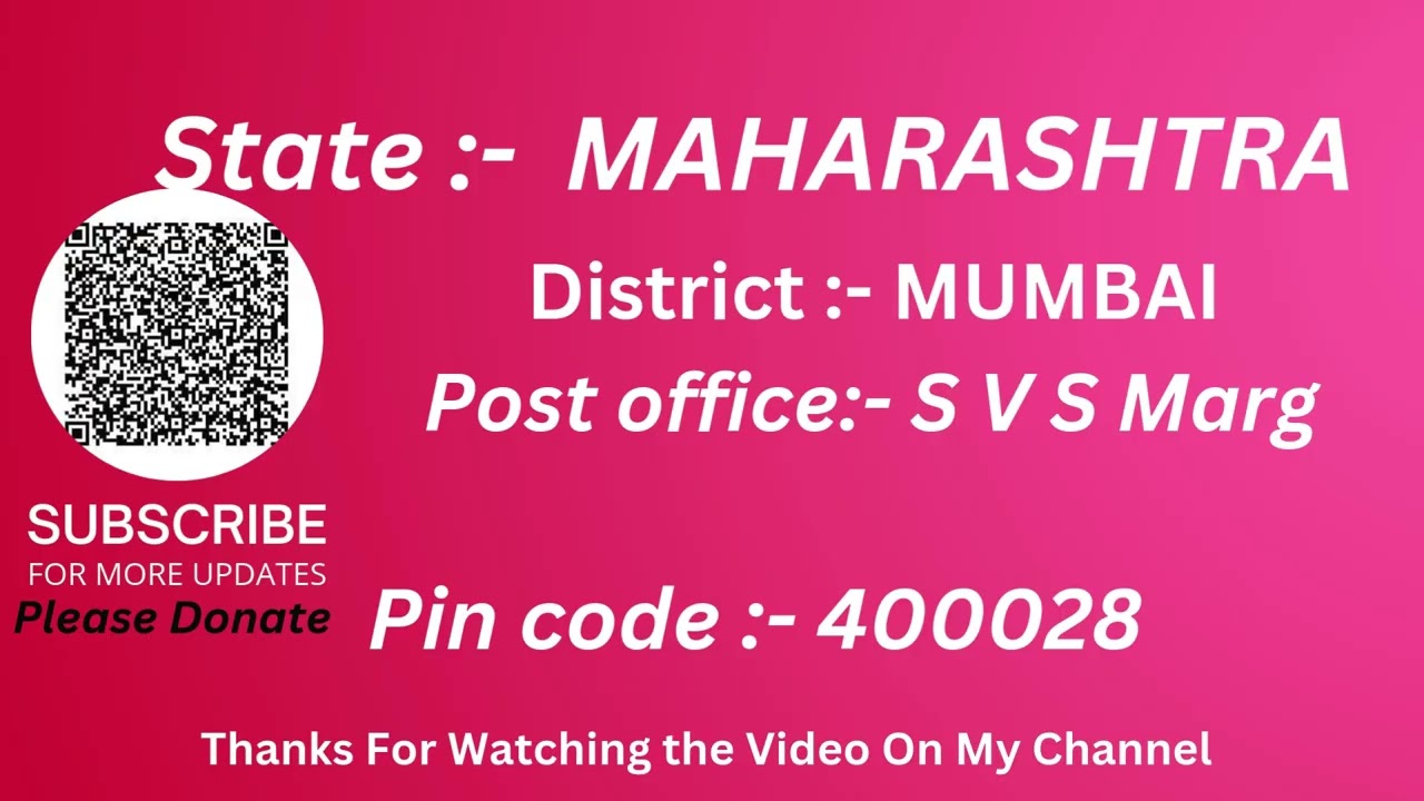 Maharashitra  Mumbai S v s Marg Ka pin code 400028 / Mumbai S v s Marg ka post office