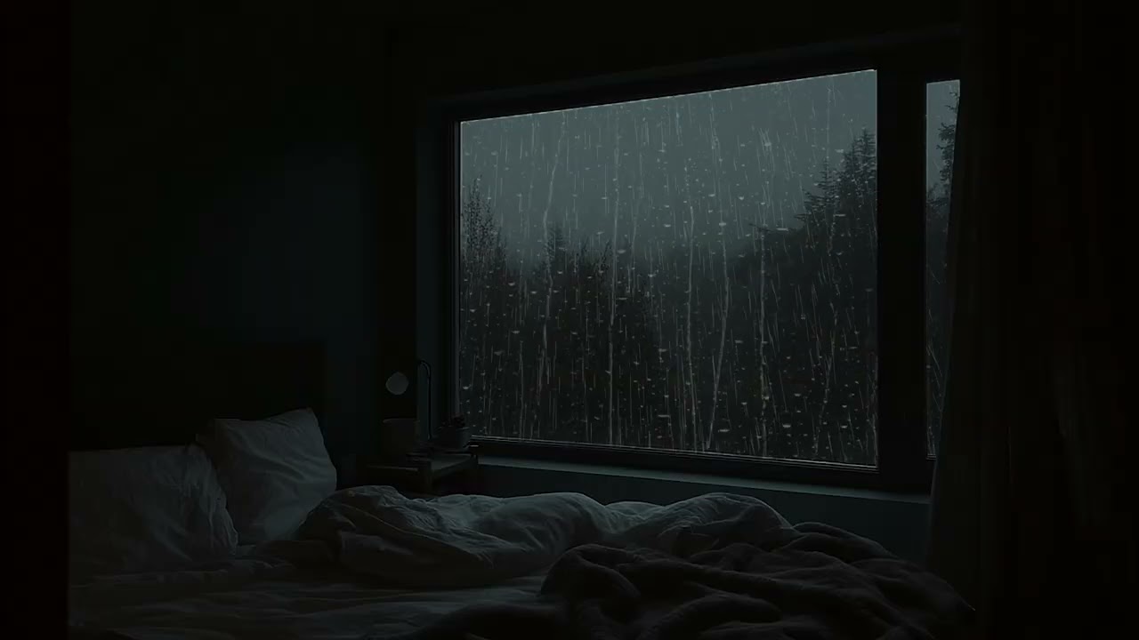 Night Rain Beyond the Misty Forest Window 🌧️ Calm Bedroom Sounds for Deep Sleep