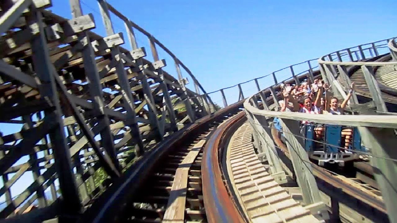 Stampida left track front seat on-ride HD POV PortAventura Park