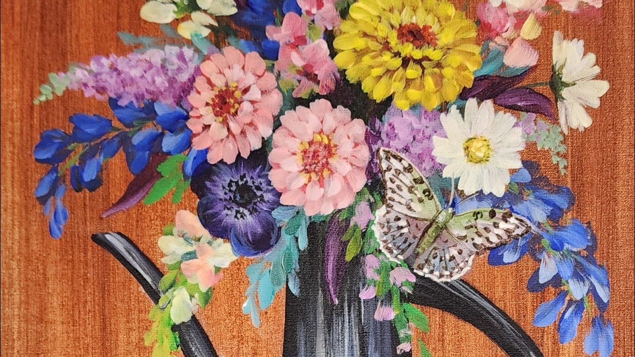 How to Paint Floral Teapot Acrylic Painting LIVE Tutorial