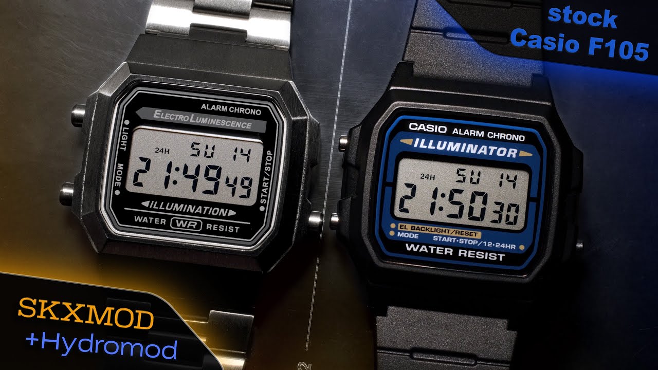 Casio A168 SKXMOD + HYDROMOD vs Casio F-105W