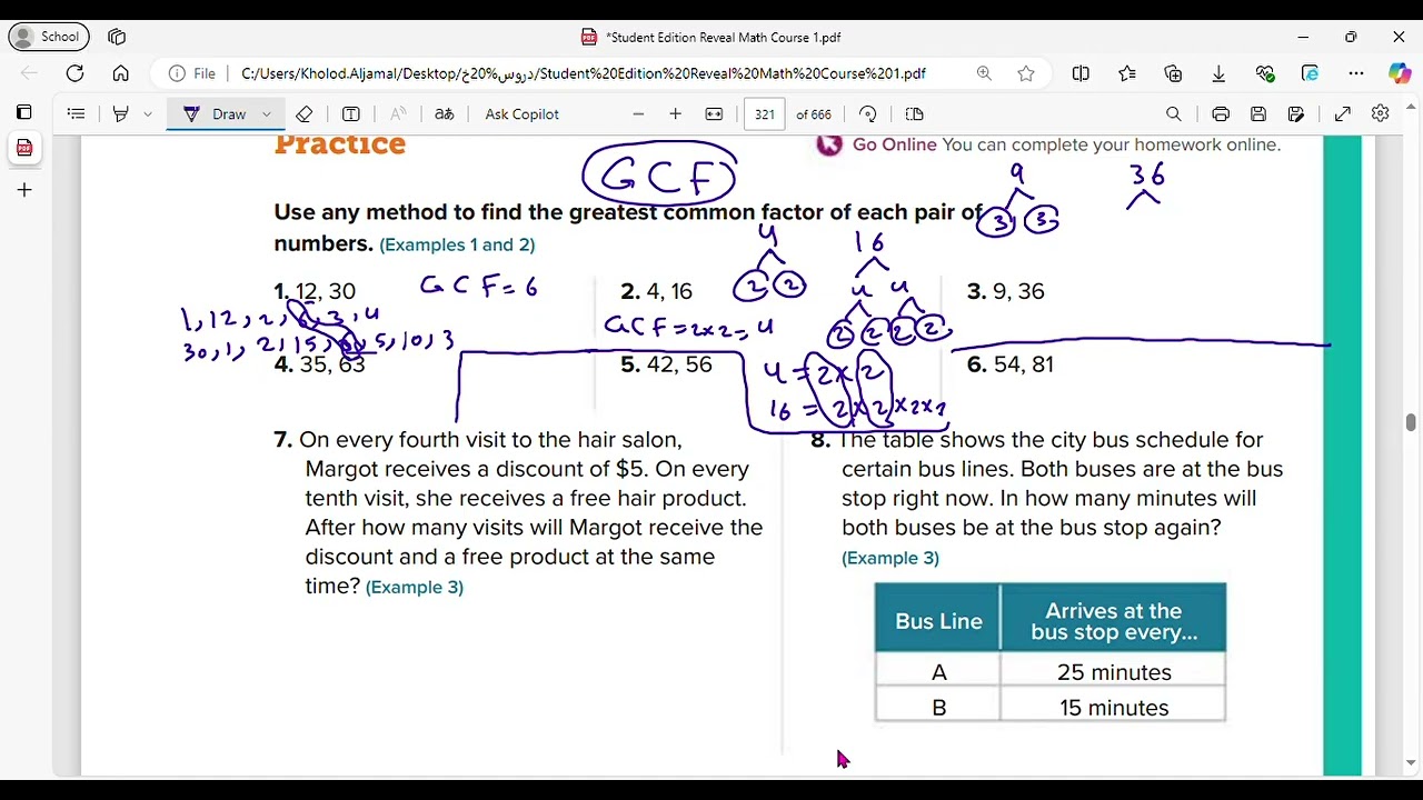 Reveal math grade 6 lesson 5-5 factors and multiples