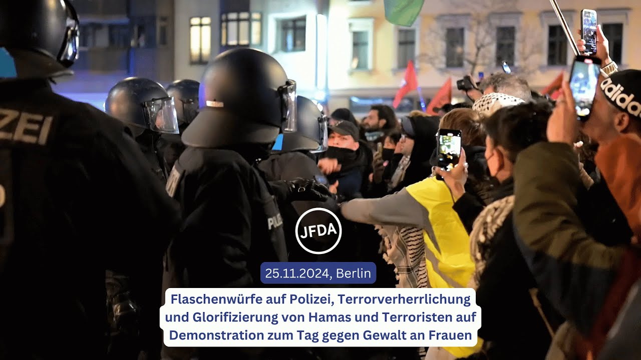 Flaschenw&uuml;rfe, Durchbruchsversuche zu Gegendemonstranten und Terrorverherrlichung- Berlin,25.11.2024