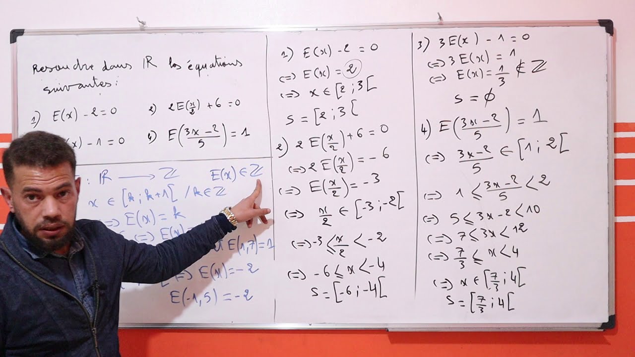 la fonction partie entière: les équations de  la  partie entière